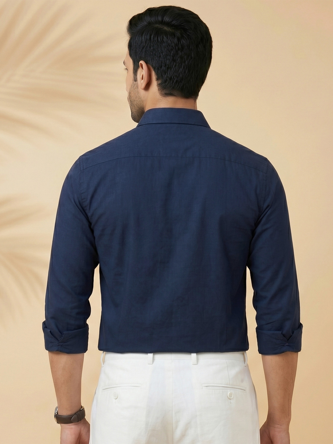 Image of METRONAUT Men Solid Formal Dark Blue Shirt