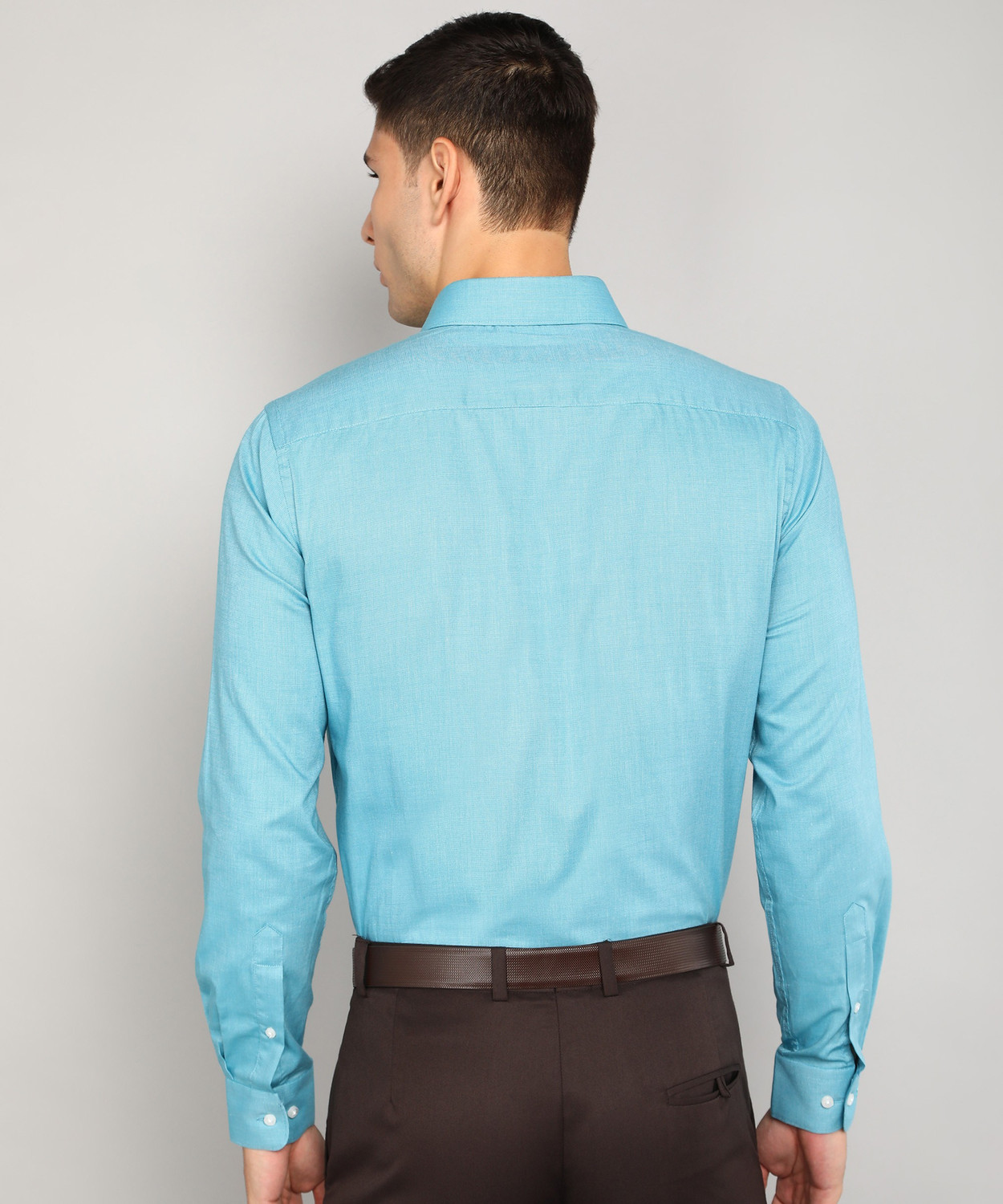 Image of Raymond Men Self Design Formal Light Blue Shirt