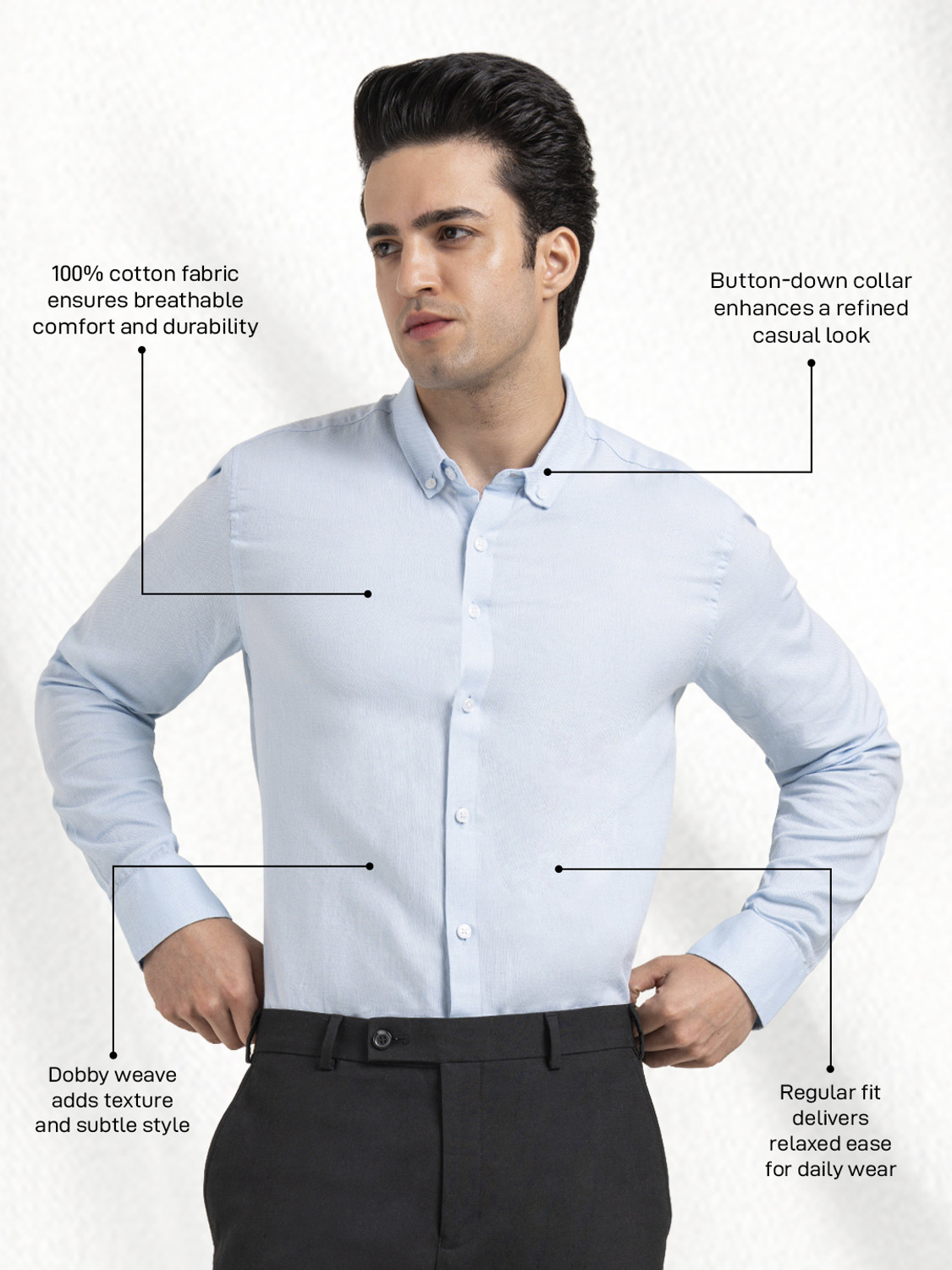 Image of RED TAPE Men Solid Casual Light Blue Shirt