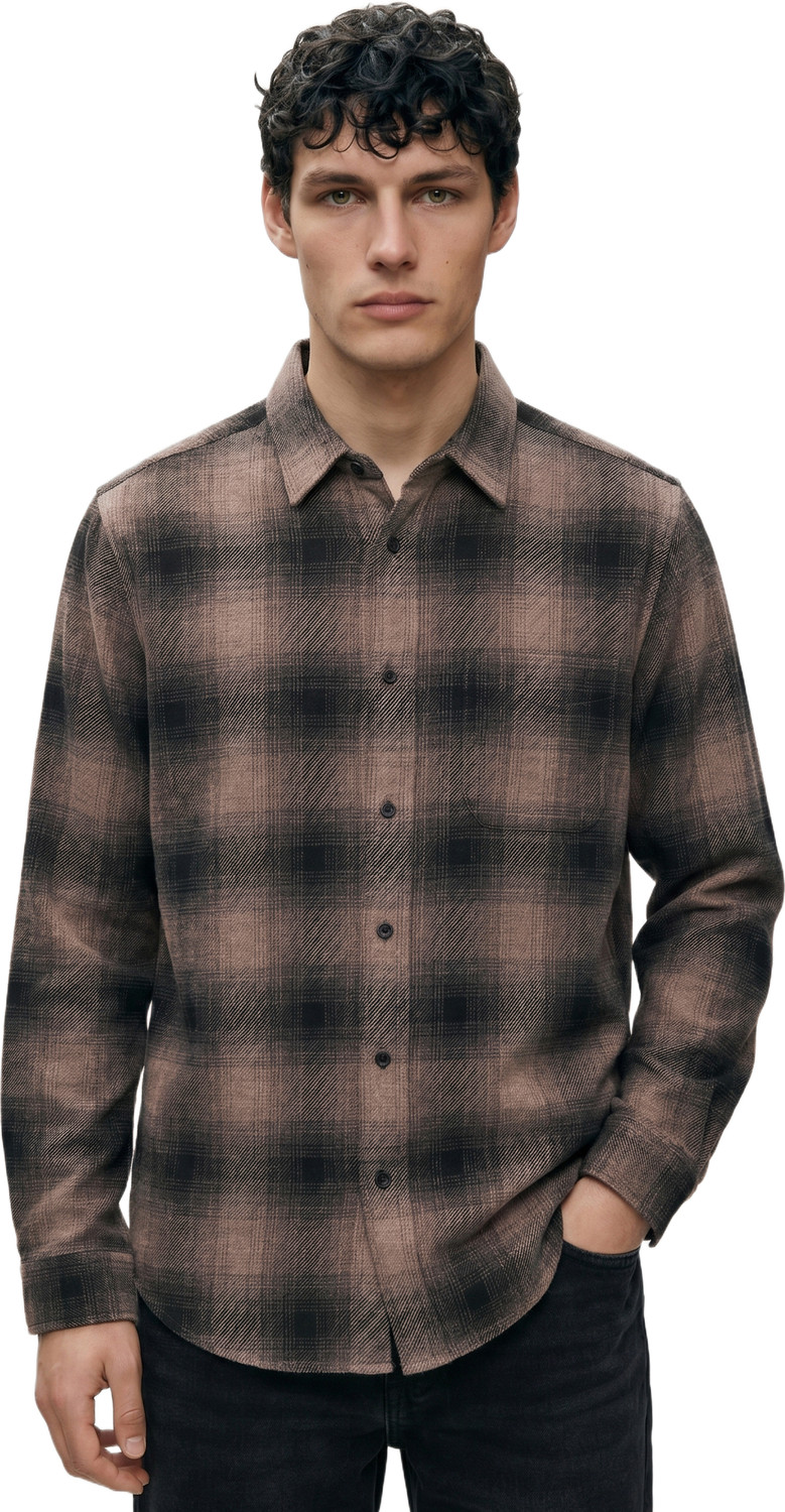Image of THE BEAR HOUSE Men Checkered Casual Brown Shirt