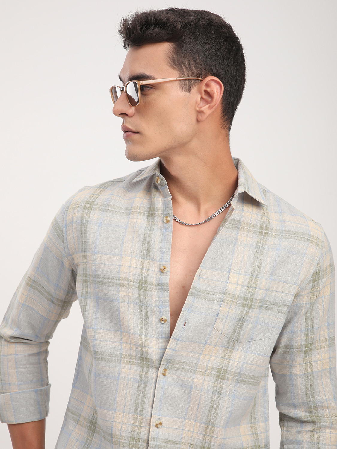 Image of VASTRADO Men Checkered Casual Multicolor Shirt
