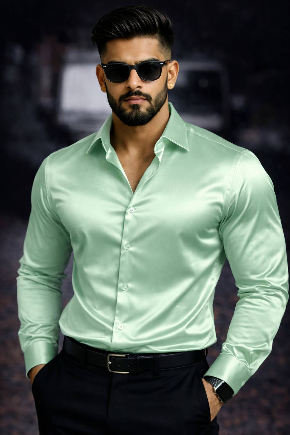 BROCON Men Solid Party Light Green Shirt