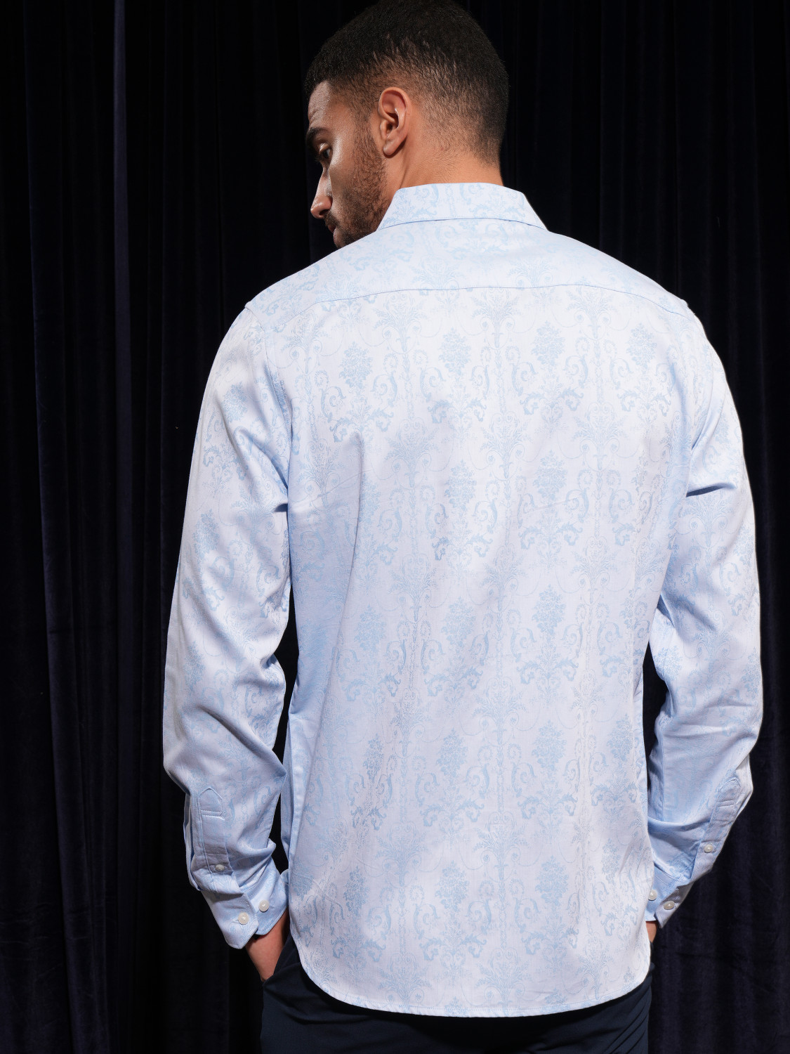 Image of LOCOMOTIVE Men Printed Casual Light Blue Shirt