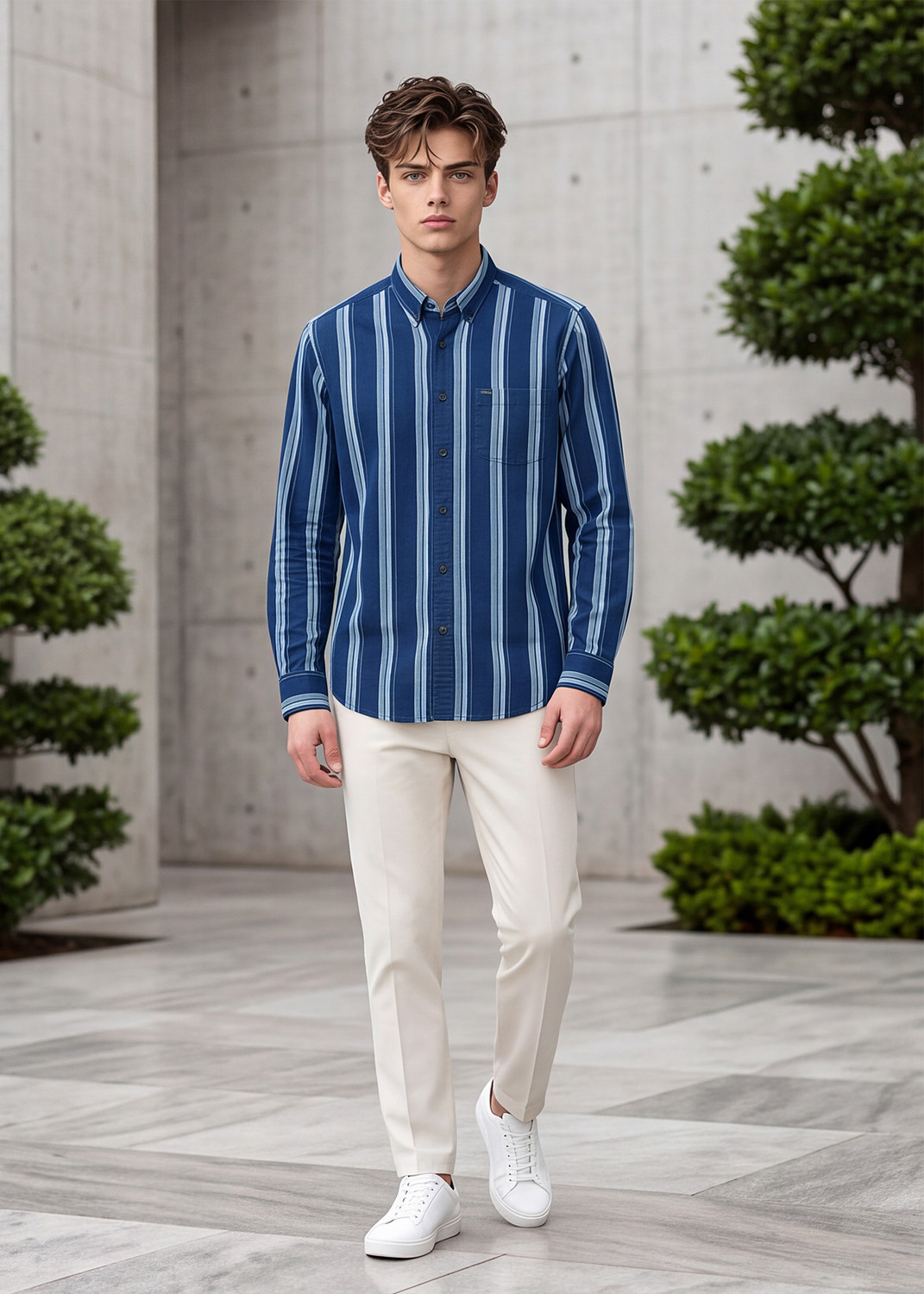 Image of KILLER Men Relaxed Fit Striped Casual Shirt