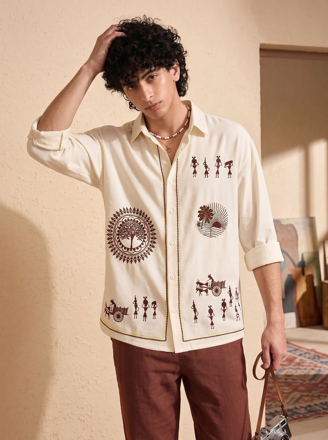 Image of VION WEAR Men Regular Fit Printed Spread Collar Casual Shirt
