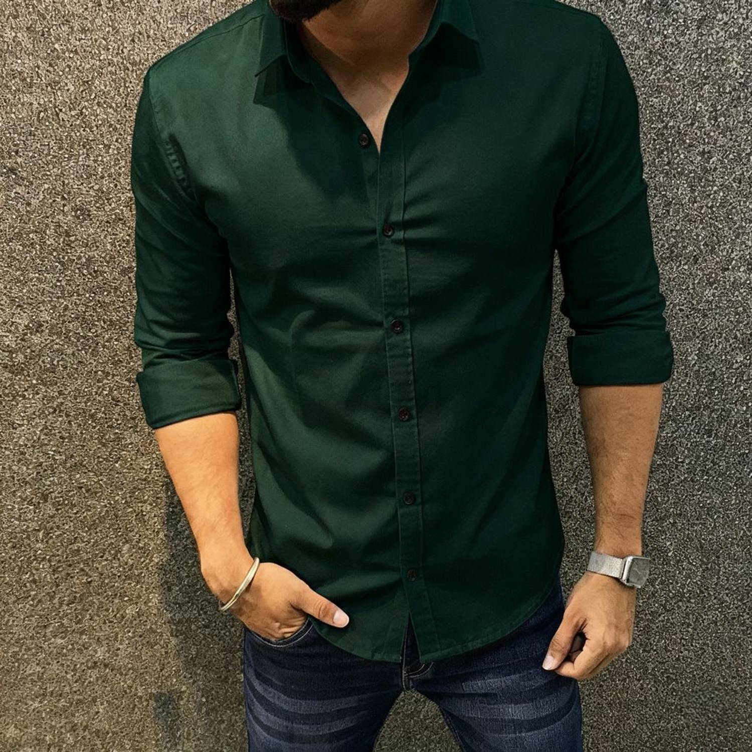 BADLAND Men Solid Casual Green Shirt