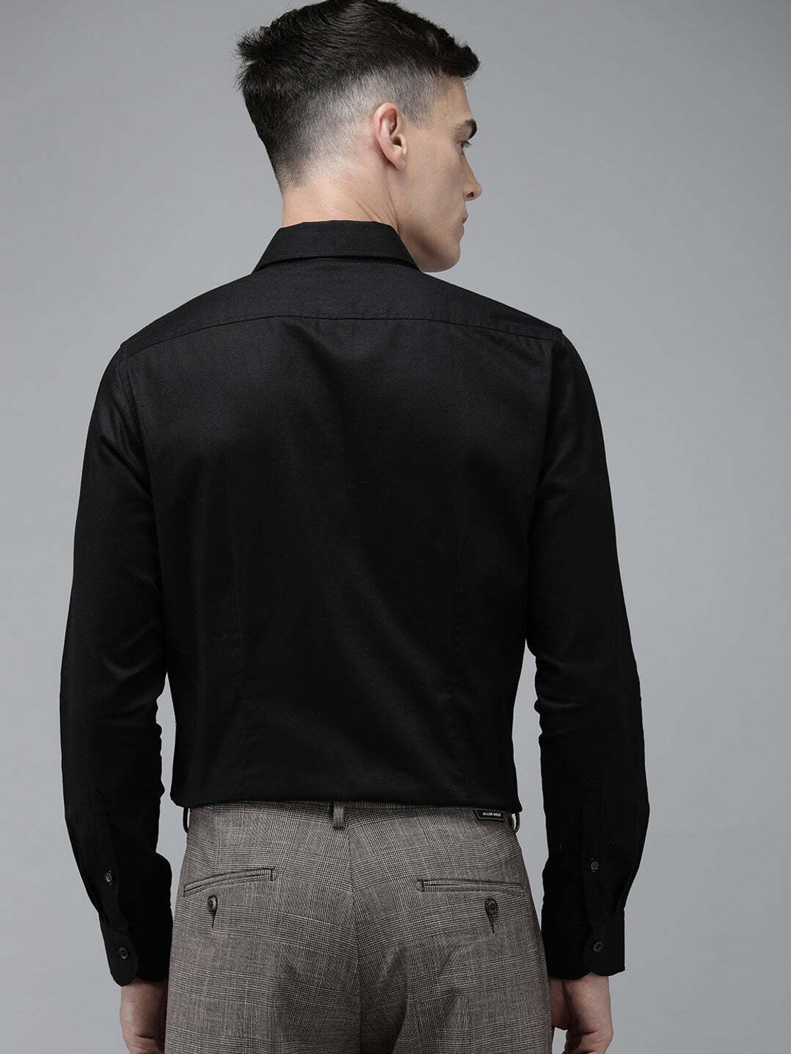 Image of THE BEAR HOUSE Men Solid Formal Black Shirt