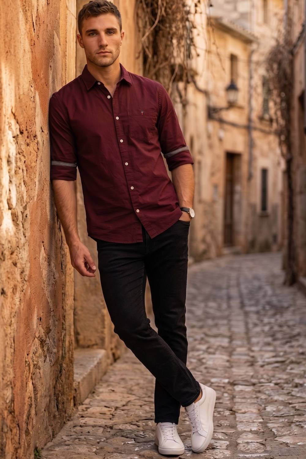 Louis Philippe Men Maroon Shirt - Image 2