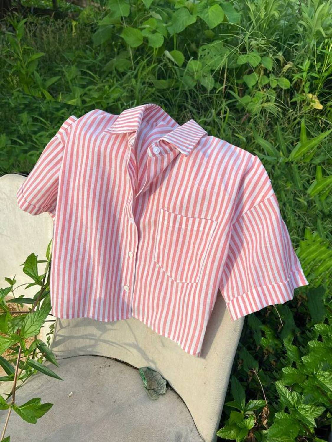 Aura Threadss Women Striped Casual Pink Shirt