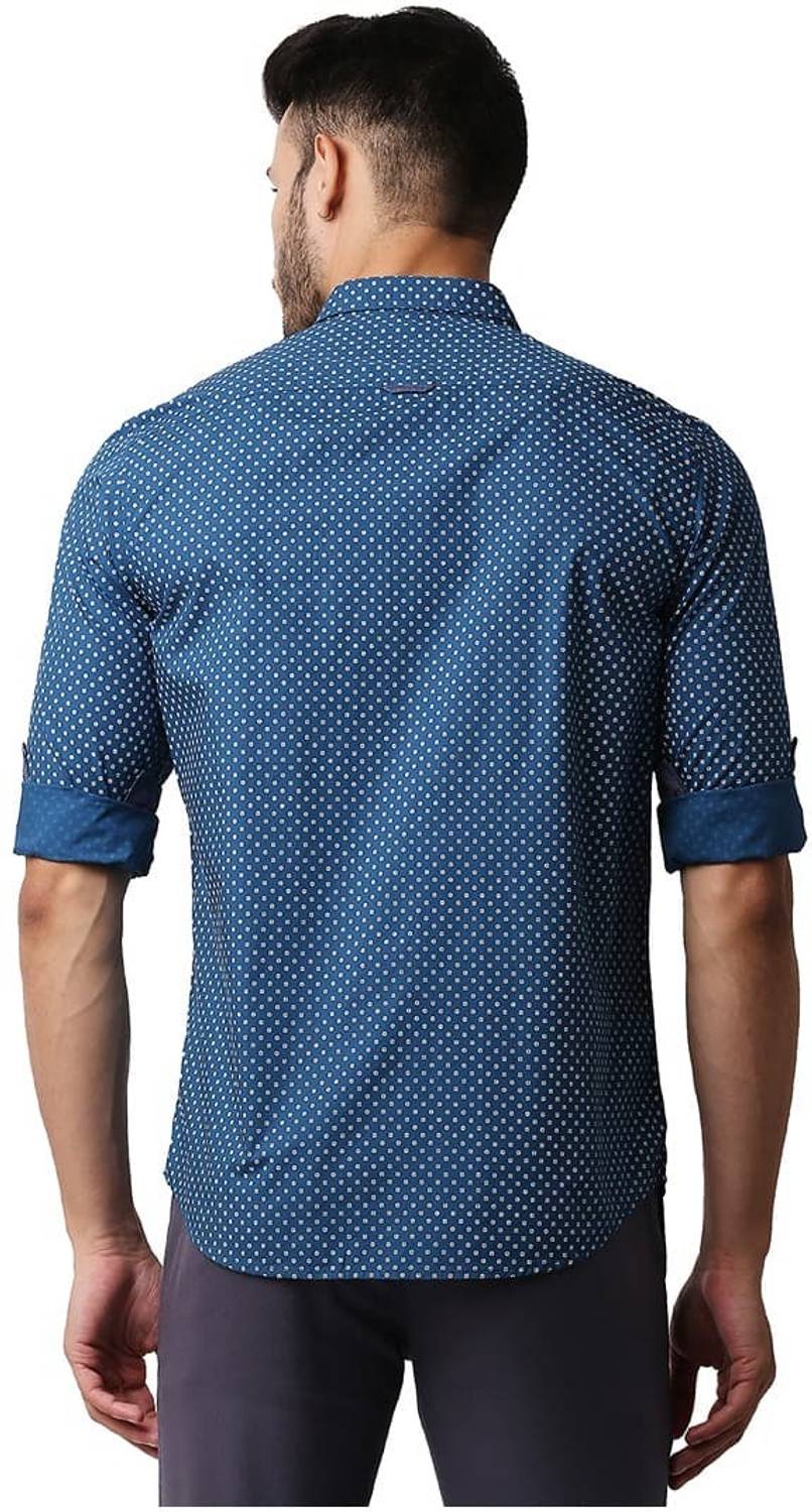 BASICS Men Printed Casual Dark Blue, White Shirt - Buy BASICS Men Printed  Casual Dark Blue, White Shirt Online at Best Prices in India | Flipkart.com