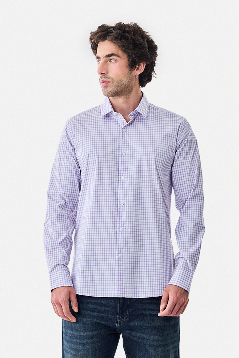 Image of Snitch Men Checkered Casual Purple Shirt