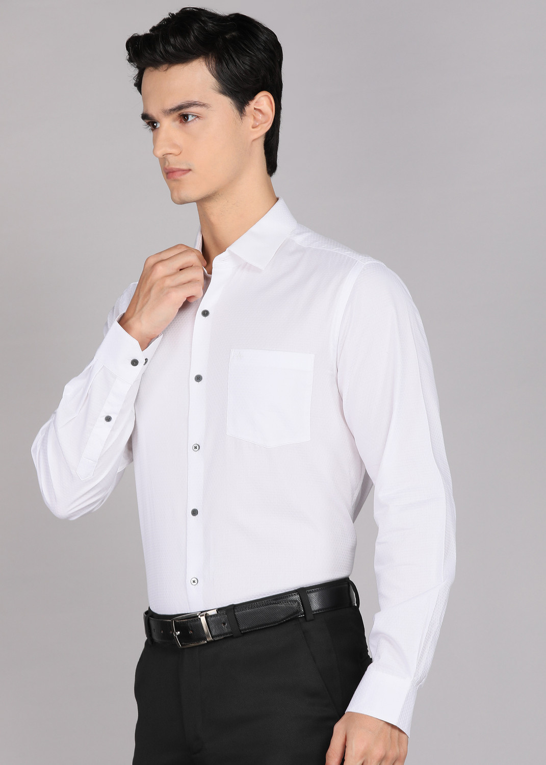 Image of ARROW Men Self Design Formal White Shirt
