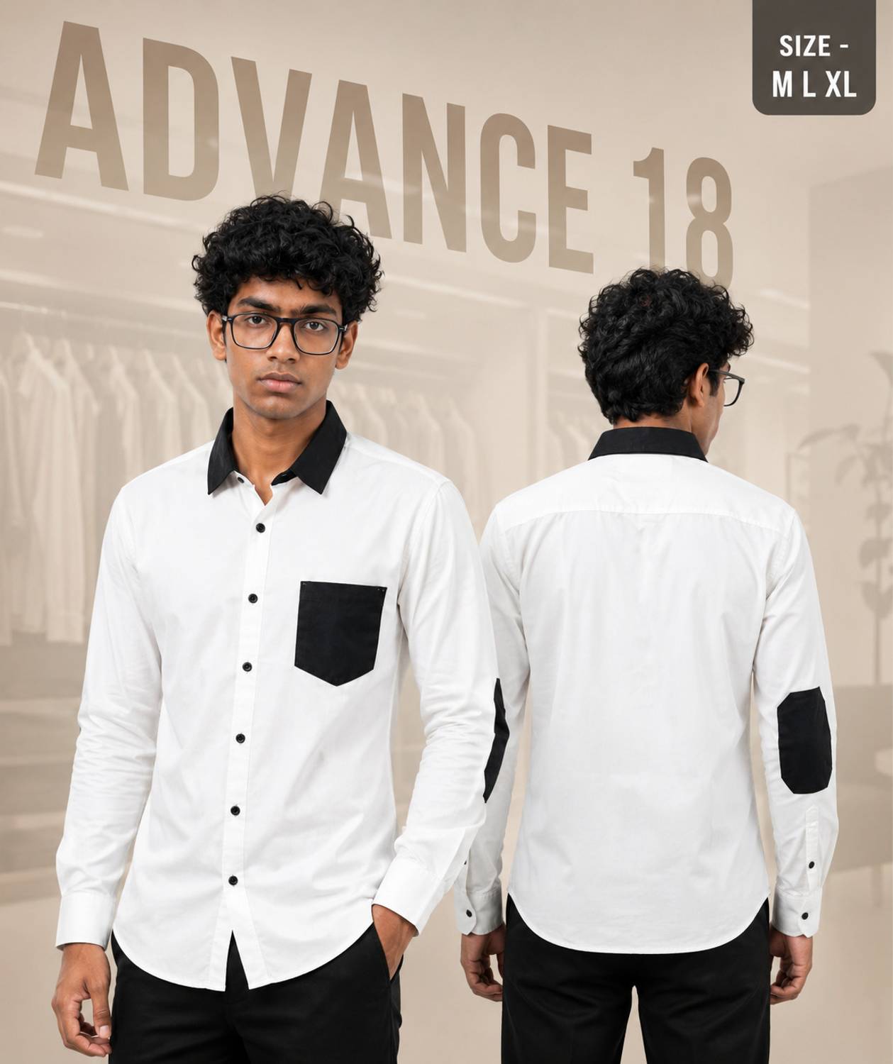 Advance18 Men Color Block Casual White Shirt