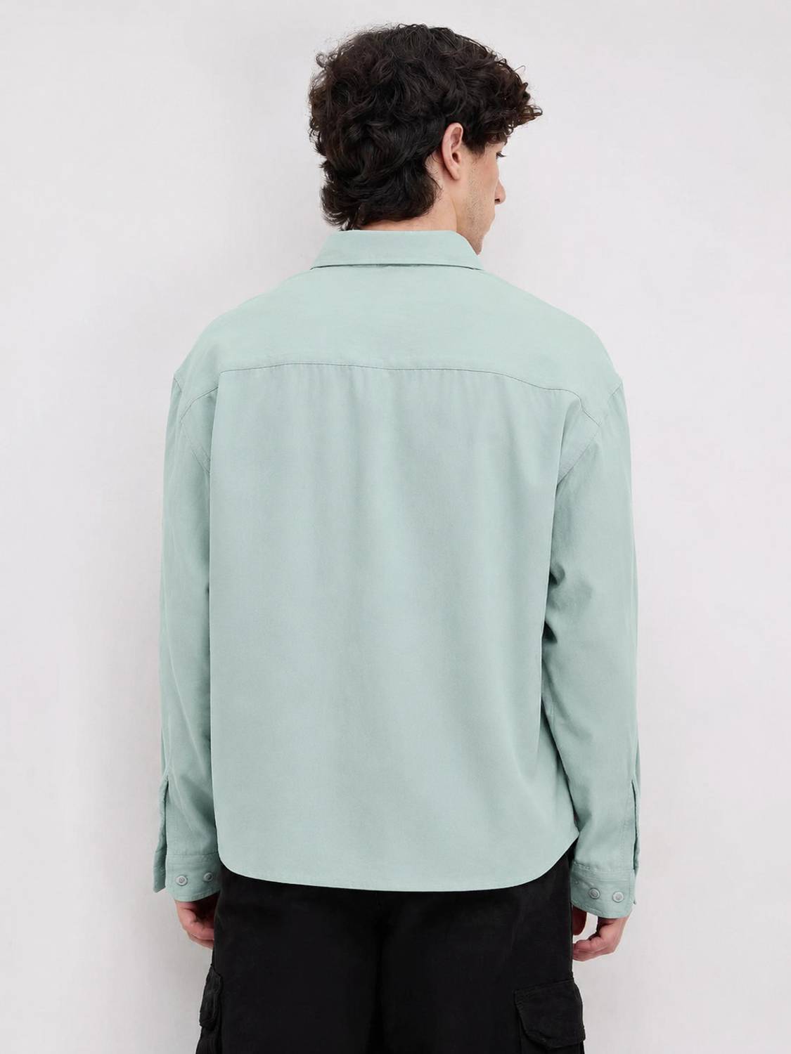 WE KAIKA Men Regular Fit Solid Spread Collar Casual Shirt - Image 2