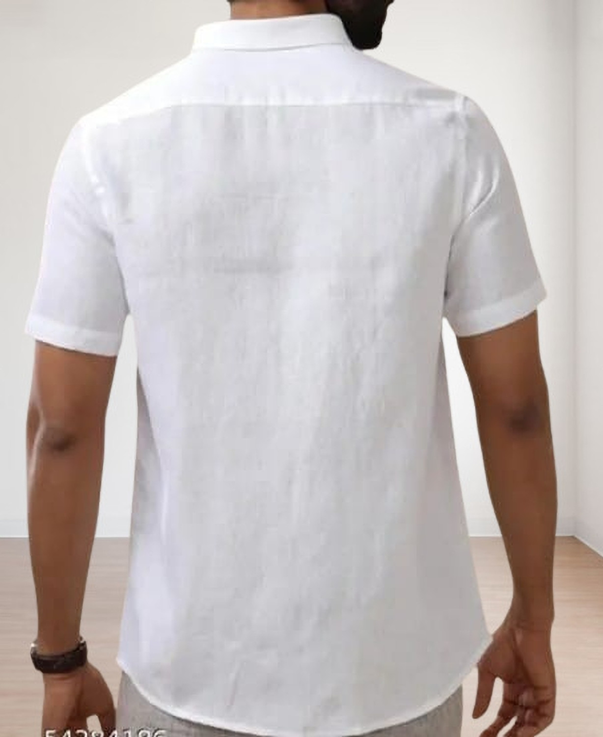 Image of Swadeshi Vastra Men Regular Fit Solid Spread Collar Casual Shirt