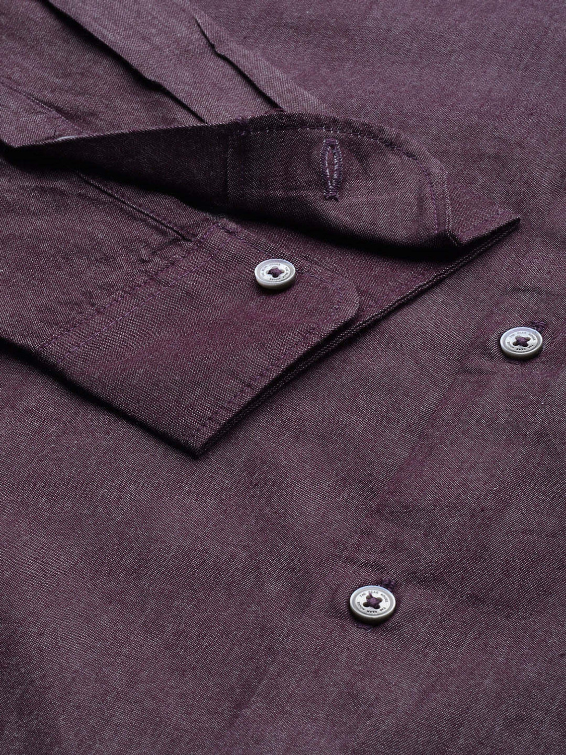 Image of THE BEAR HOUSE Men Solid Casual Purple Shirt