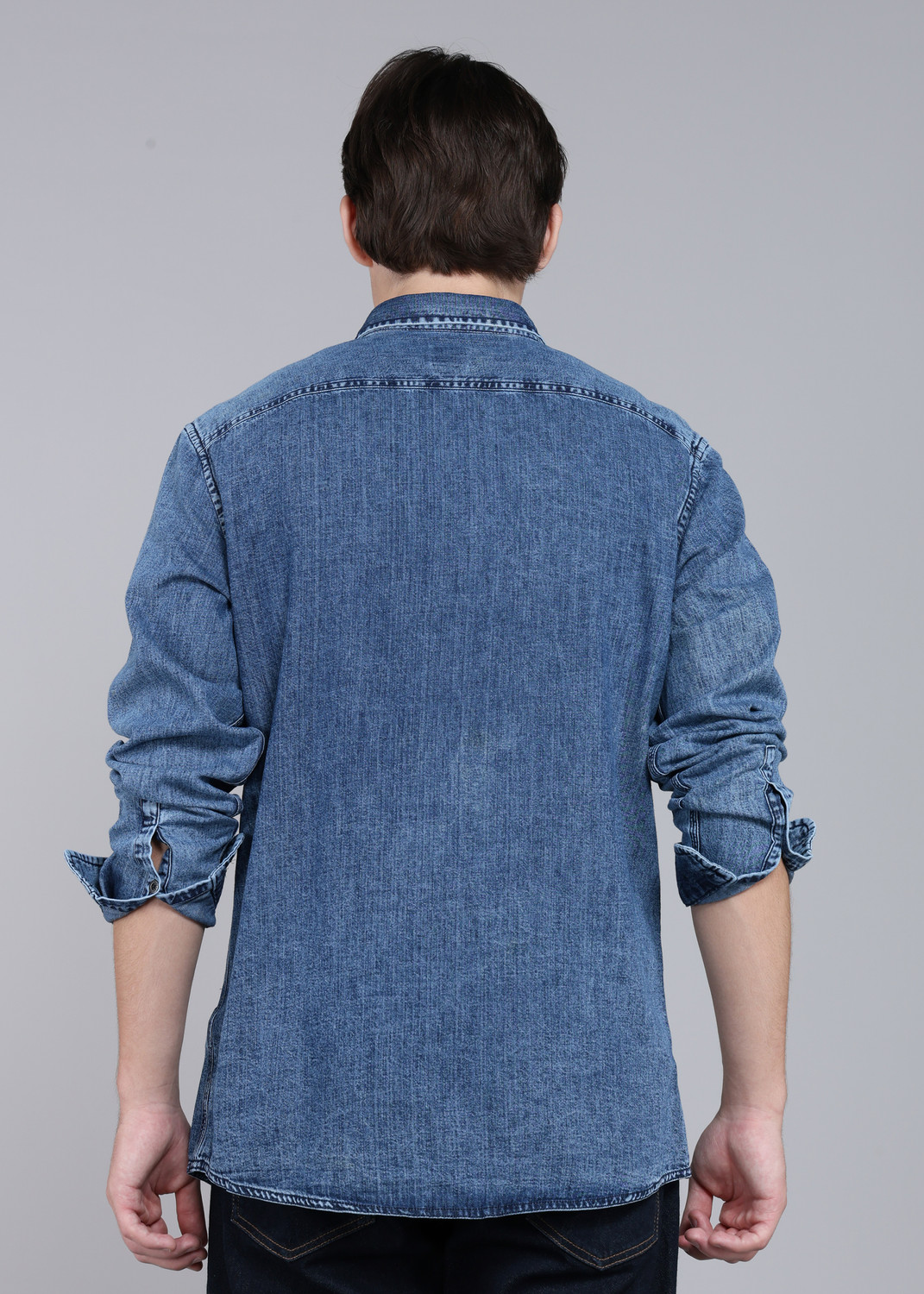 Image of Louis Philippe Jeans Men Slim Fit Washed Casual Shirt
