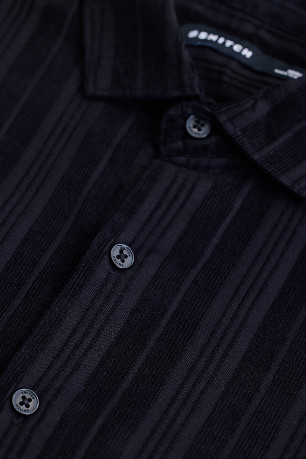 Image of Snitch Men Striped Casual Black Shirt