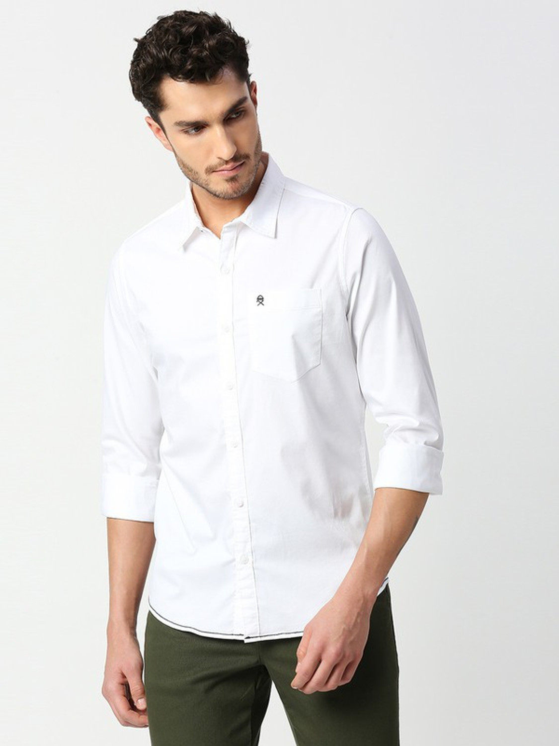 Image of THOMAS SCOTT Men Solid Casual White Shirt
