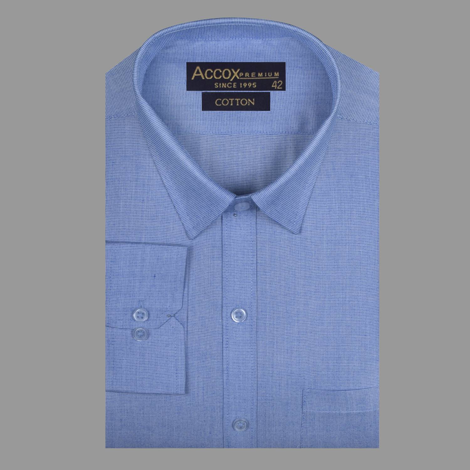 ACCOX Men Striped Formal Blue Shirt