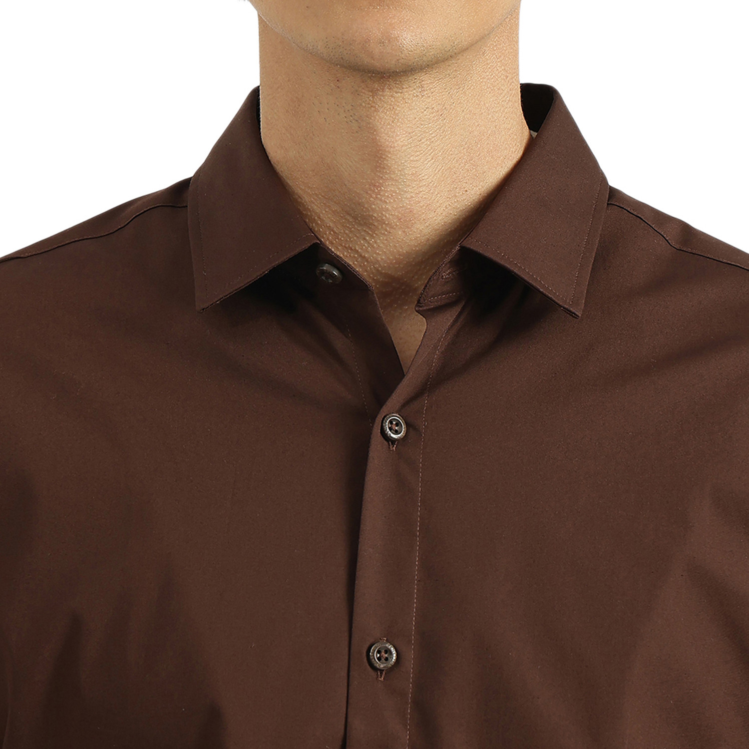 Image of United Colors of Benetton Men Solid Casual Brown Shirt