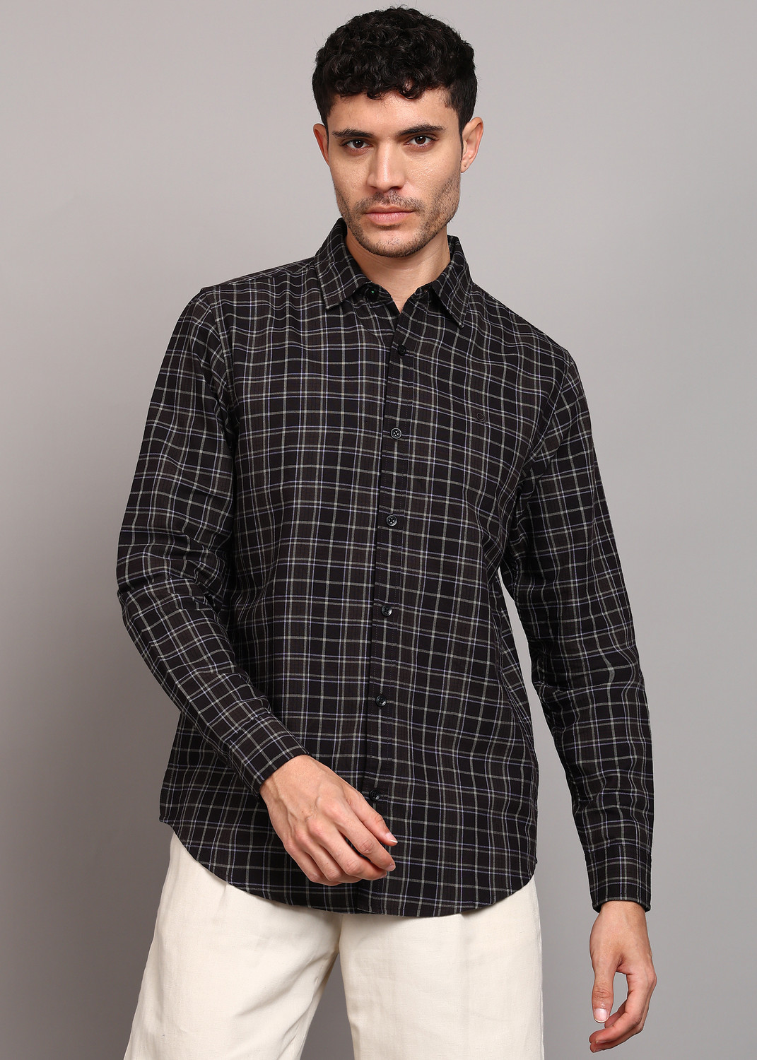 Image of United Colors of Benetton Men Regular Fit Checkered Casual Shirt