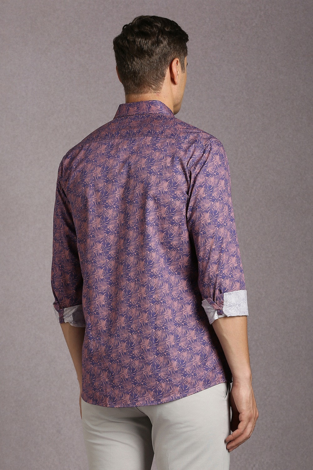 Image of LOUIS PHILIPPE Men Printed Casual Purple Shirt