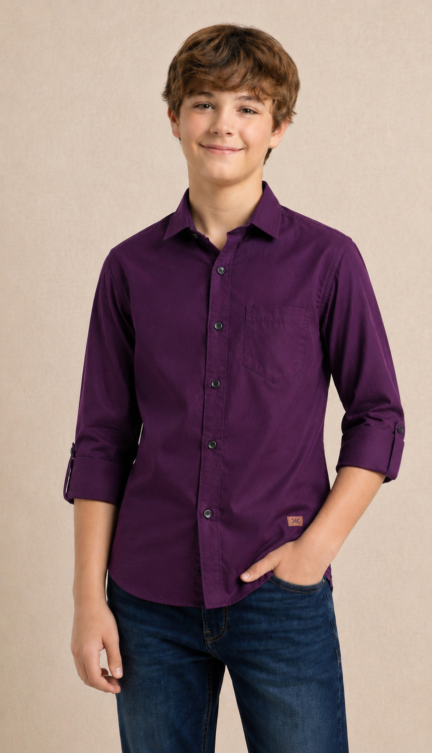 KILLER Boys Solid Casual Purple Shirt