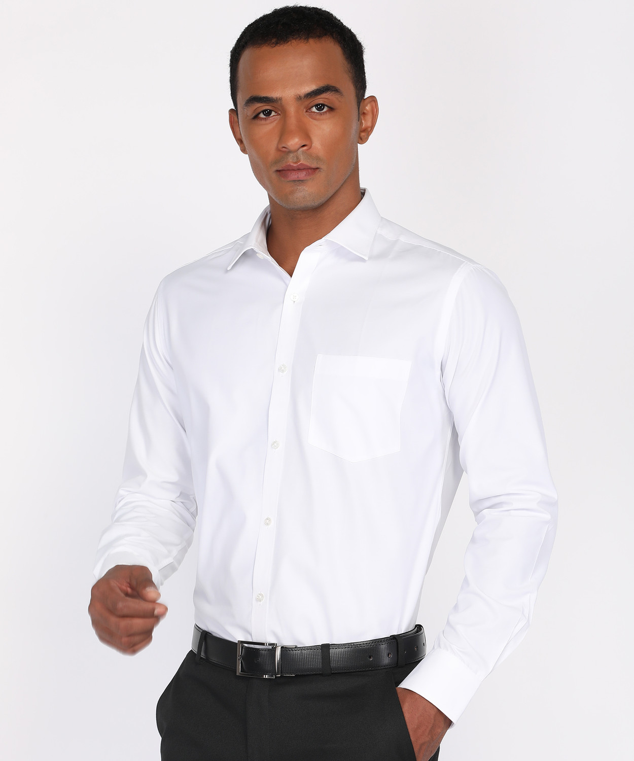 Image of PARK AVENUE Men Solid Formal White Shirt