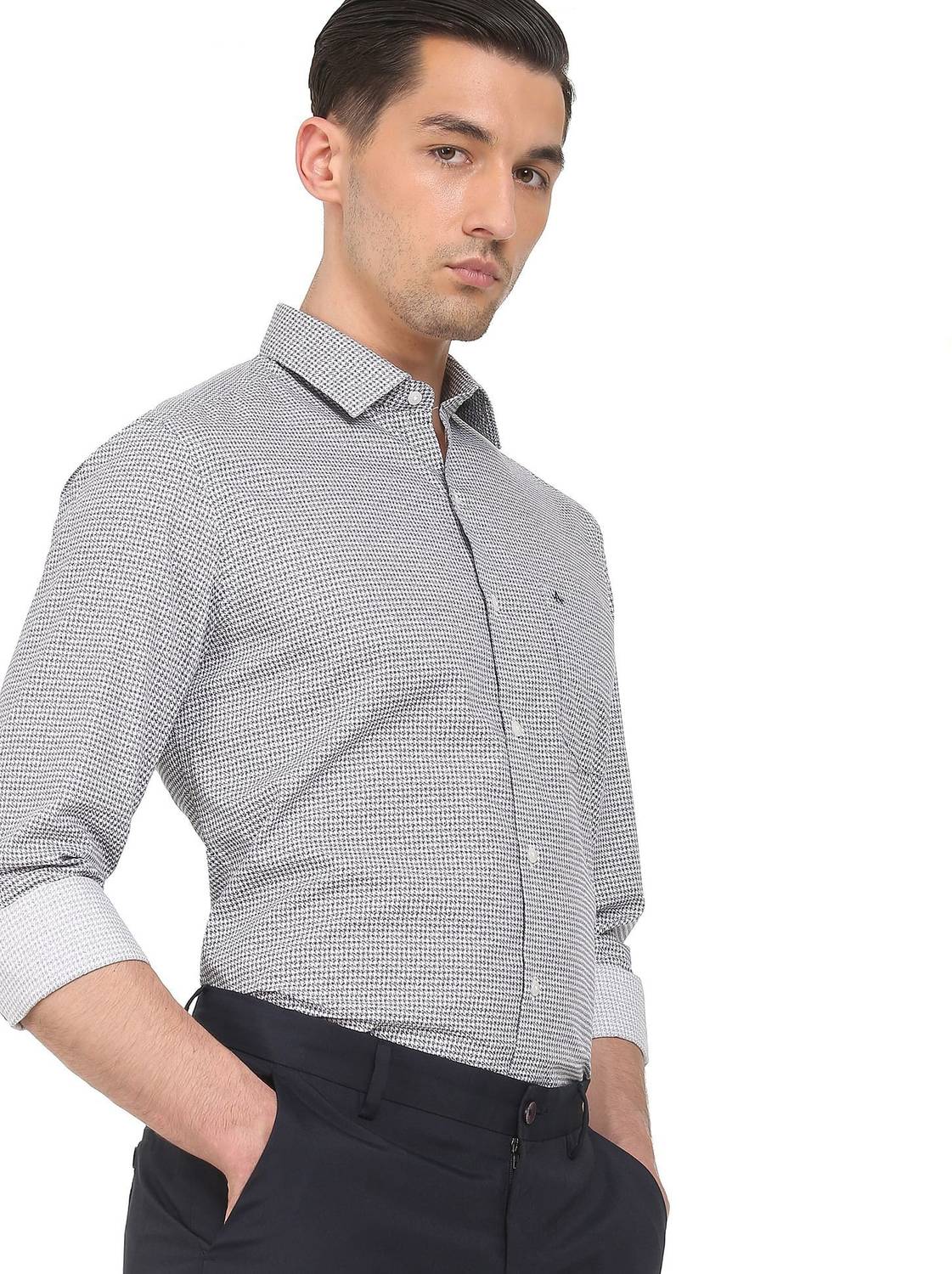 ARROW Men Checkered Formal Grey Shirt