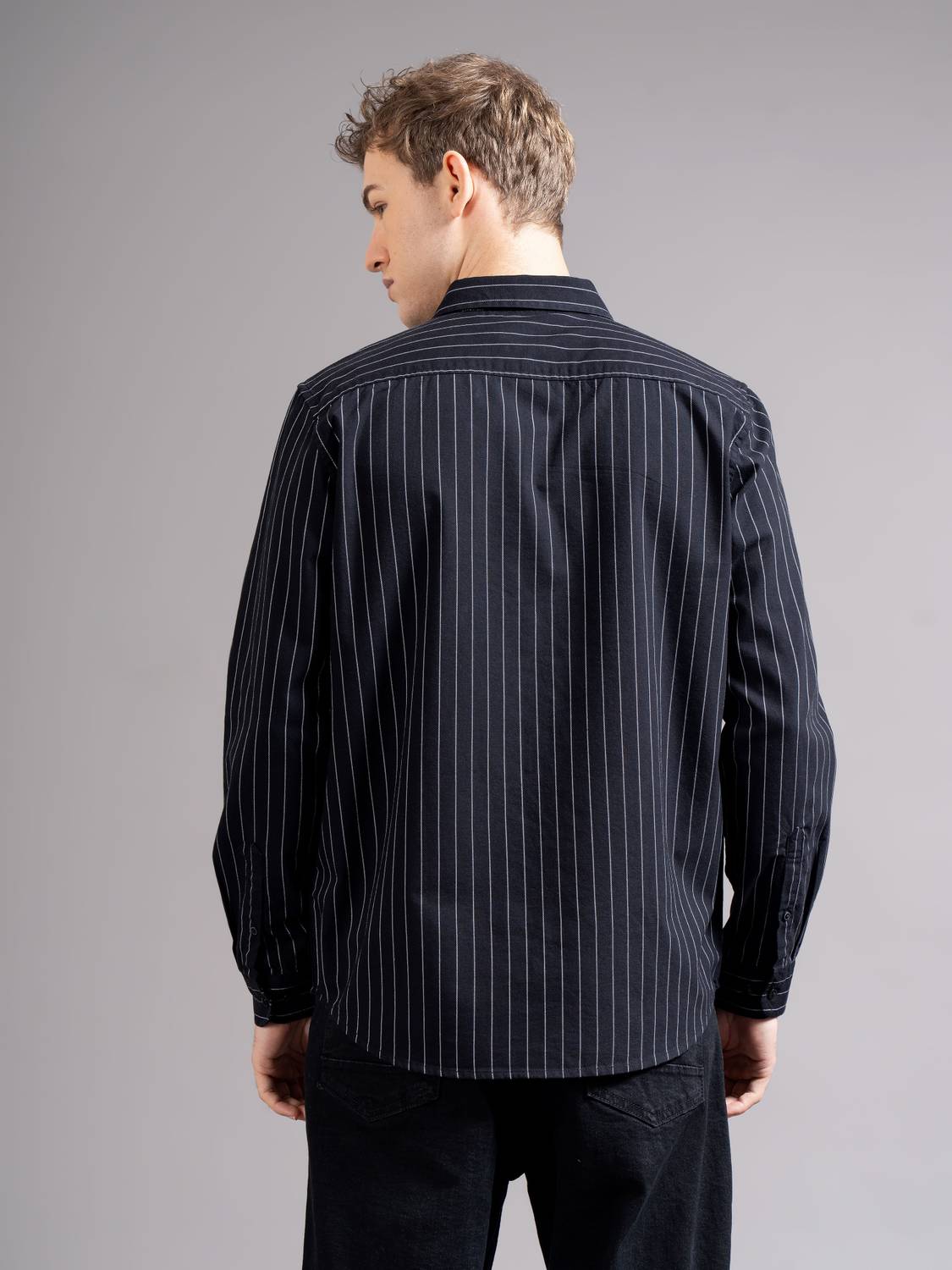 British Club Men Striped Black Shirt - Image 2