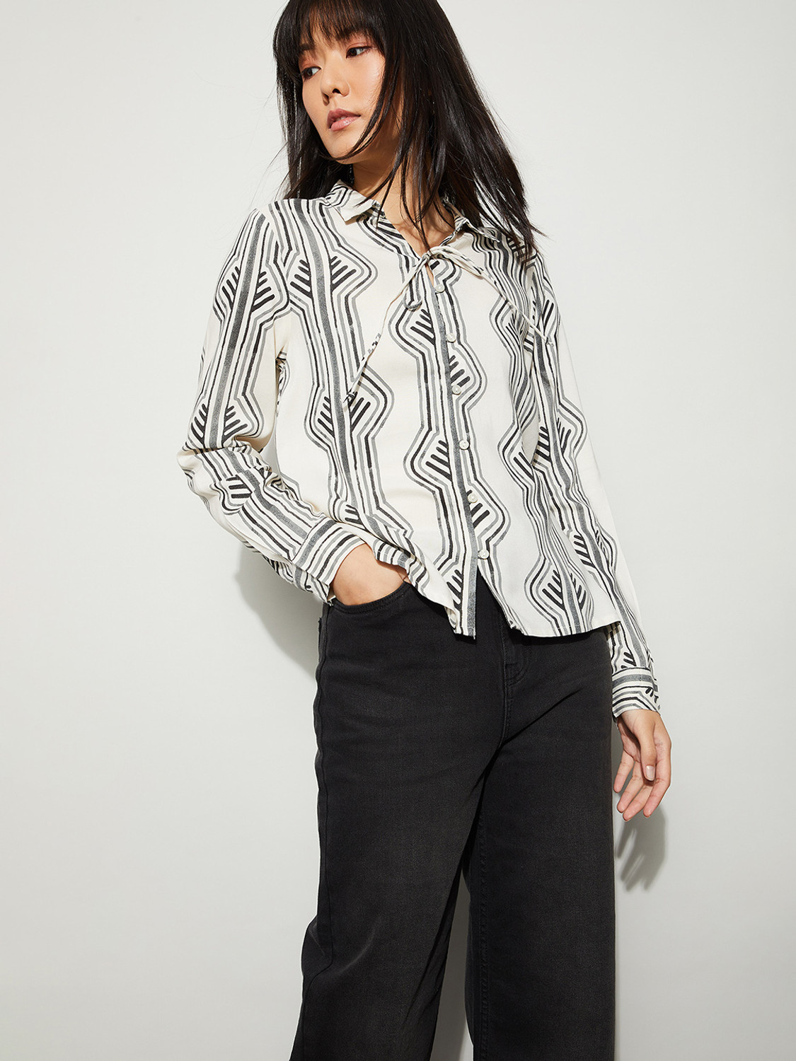 Image of Fame Forever by Lifestyle Women Printed Casual White Shirt