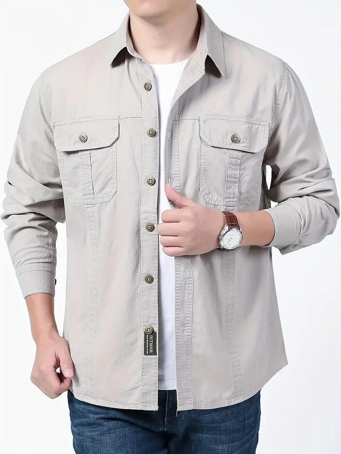 Image of sti Men Solid Casual Silver Shirt