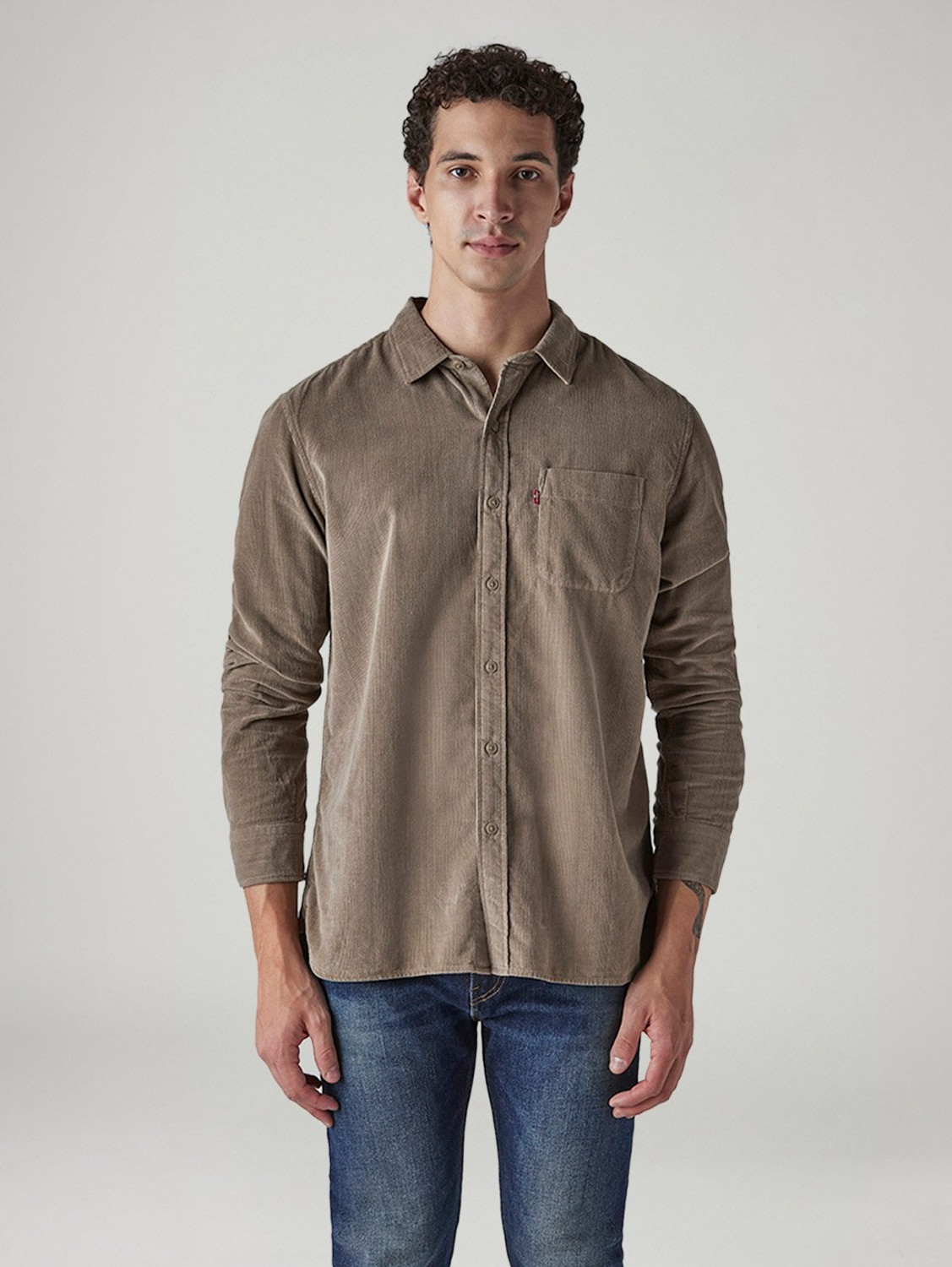 Image of LEVI'S Men Solid Casual Grey Shirt