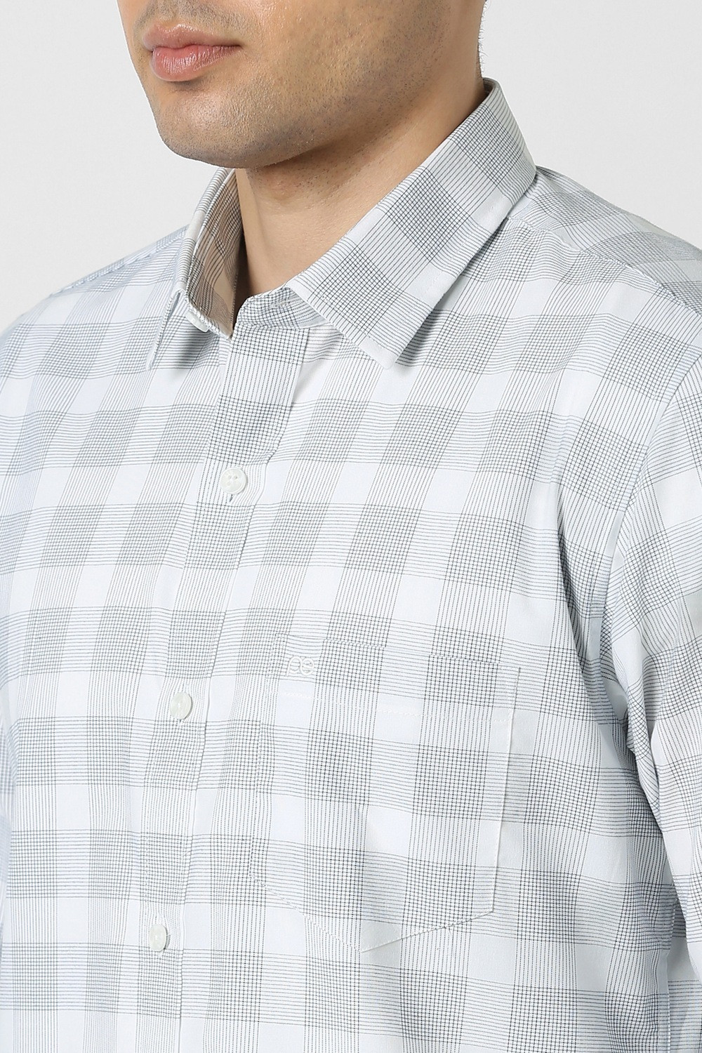 Image of PETER ENGLAND Men Checkered Casual Grey Shirt