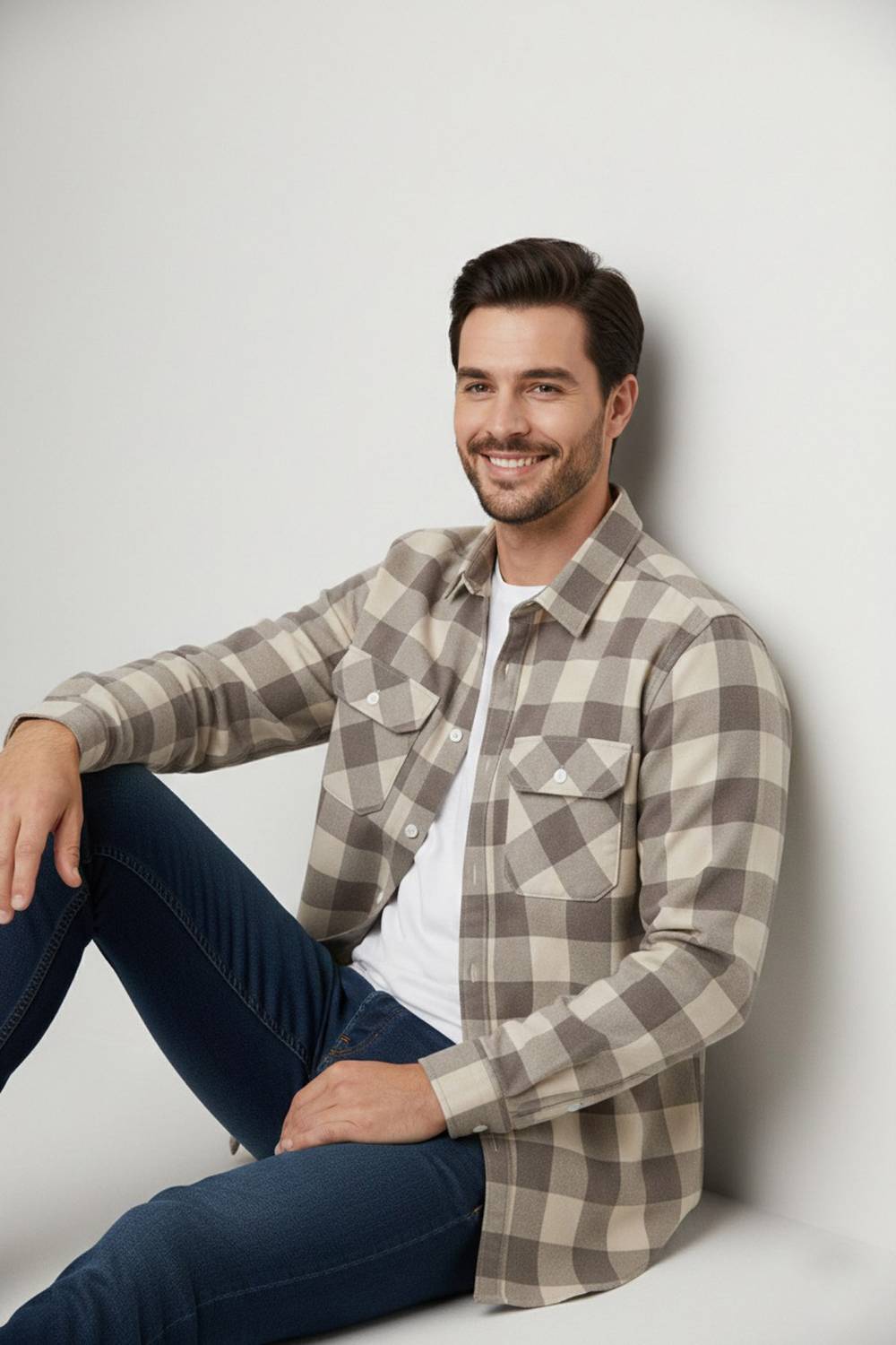 DIMMY Men Checkered Casual Brown Shirt - Image 5