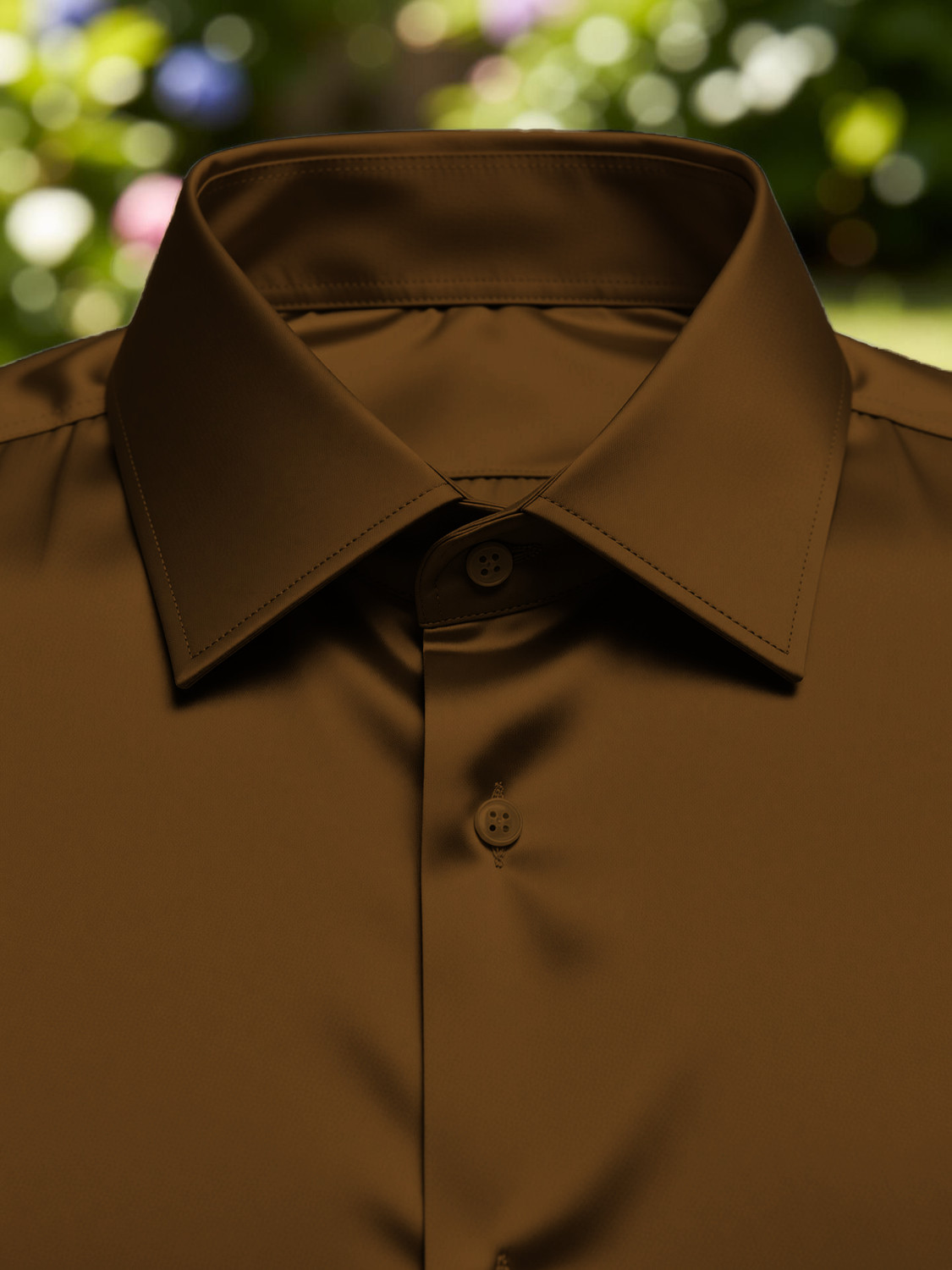 Image of SOLSTICE Men Solid Formal Brown Shirt