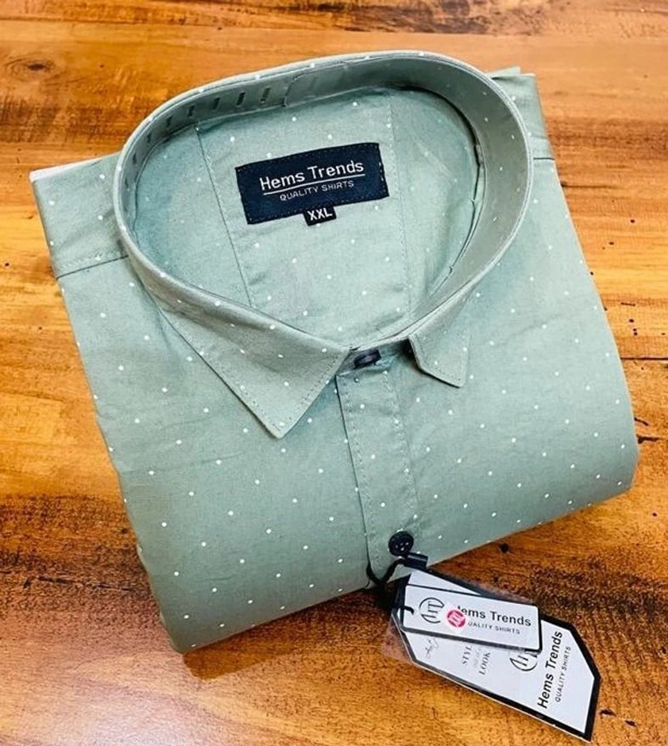Image of Hems trends Men Printed Casual Green Shirt