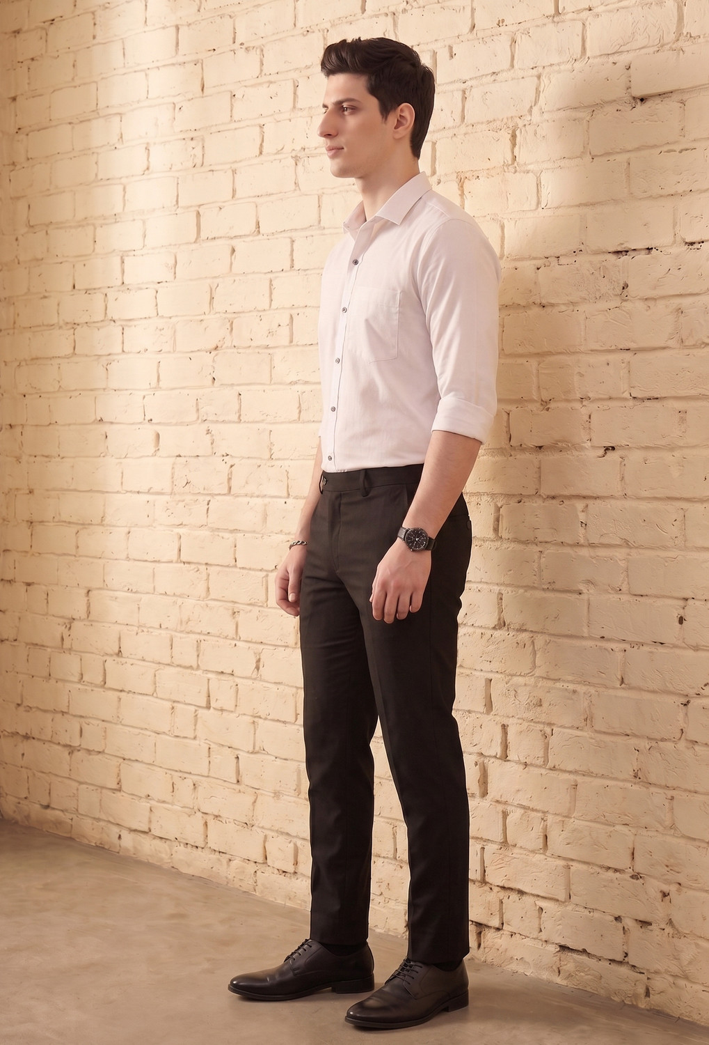 Image of FIBERMILL Men Solid Formal White Shirt