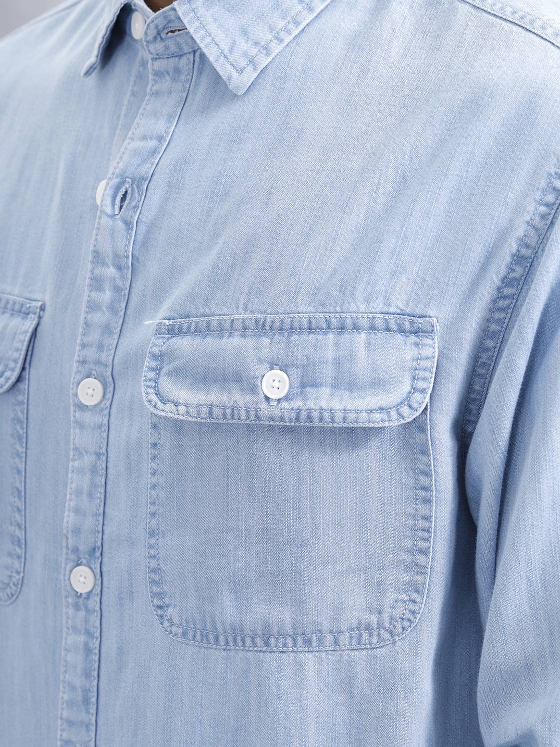 WROGN Men Solid Casual Blue Shirt - Image 5