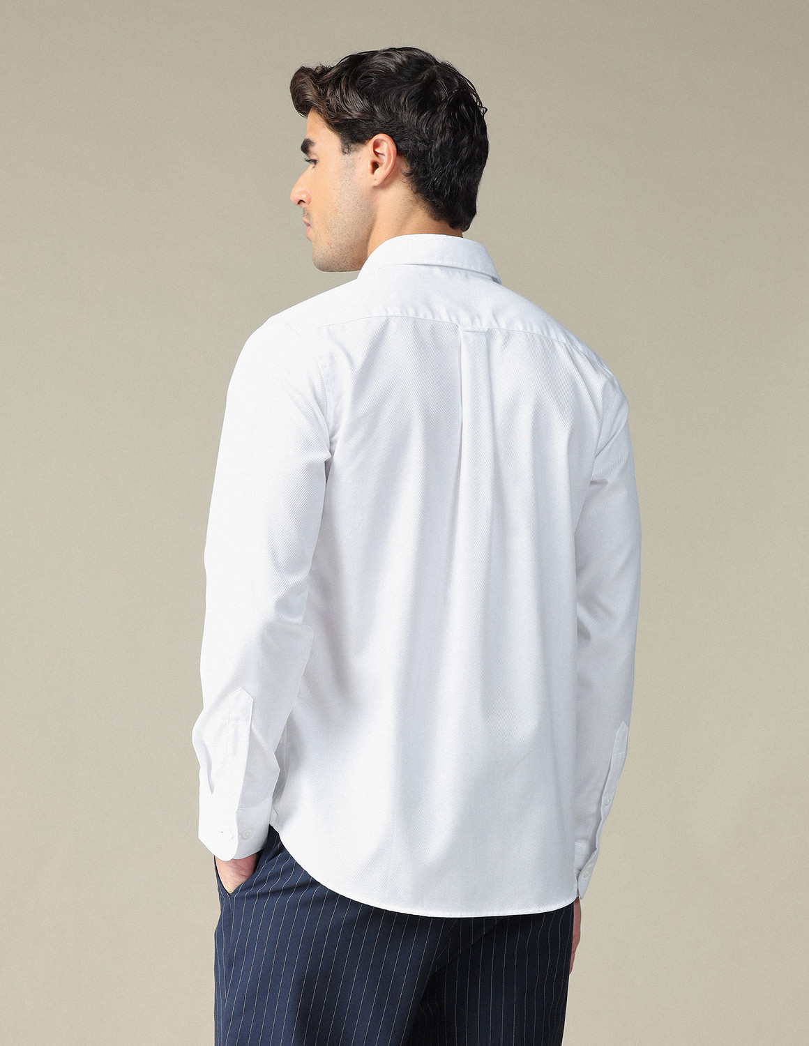 Image of U.S. POLO ASSN. Men Self Design Formal White Shirt