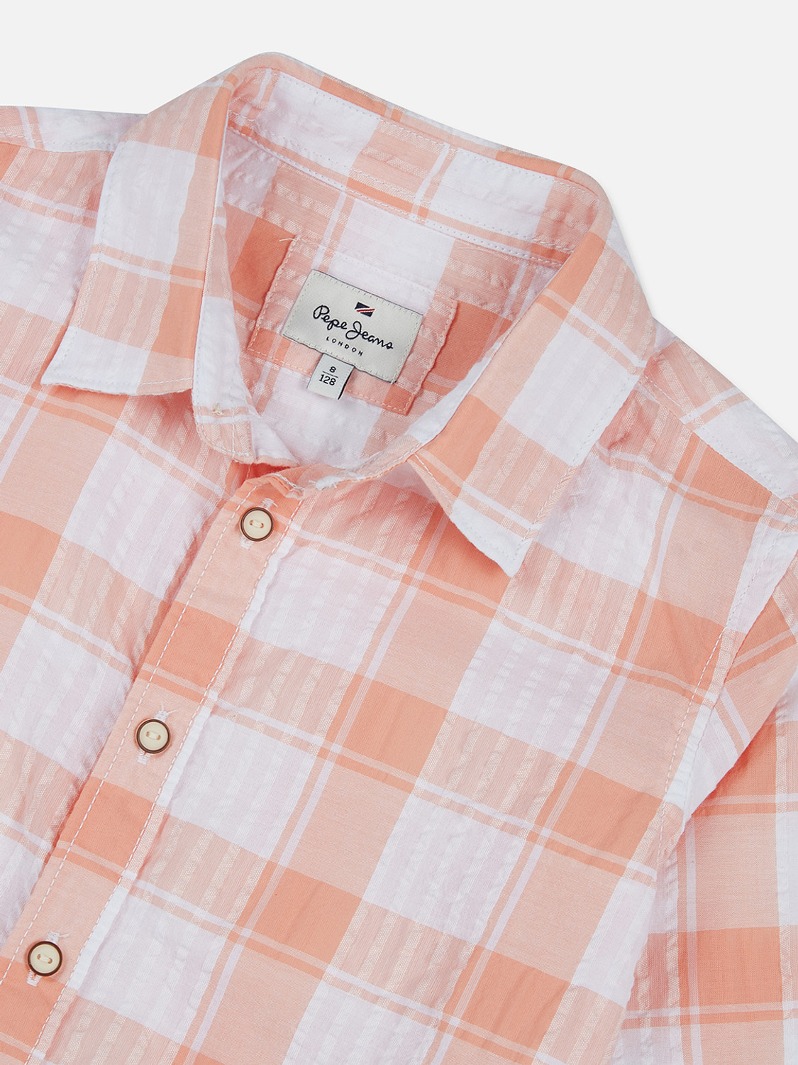 Image of Pepe Jeans Boys Checkered Casual Orange Shirt