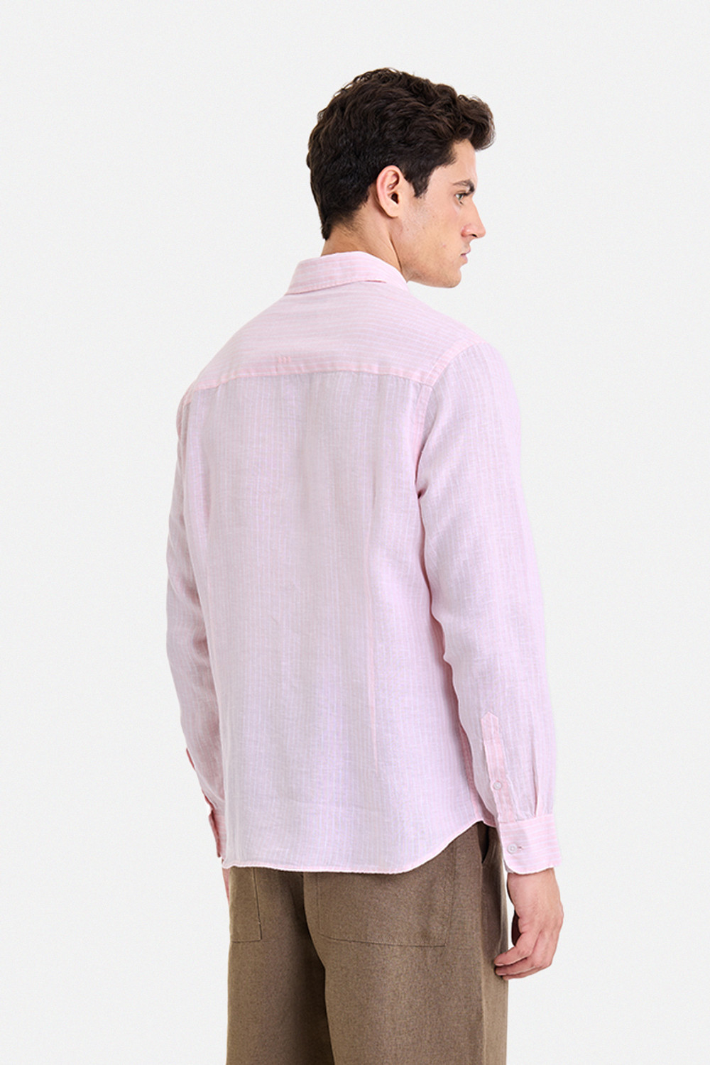 Image of Snitch Men Striped Casual Pink Shirt