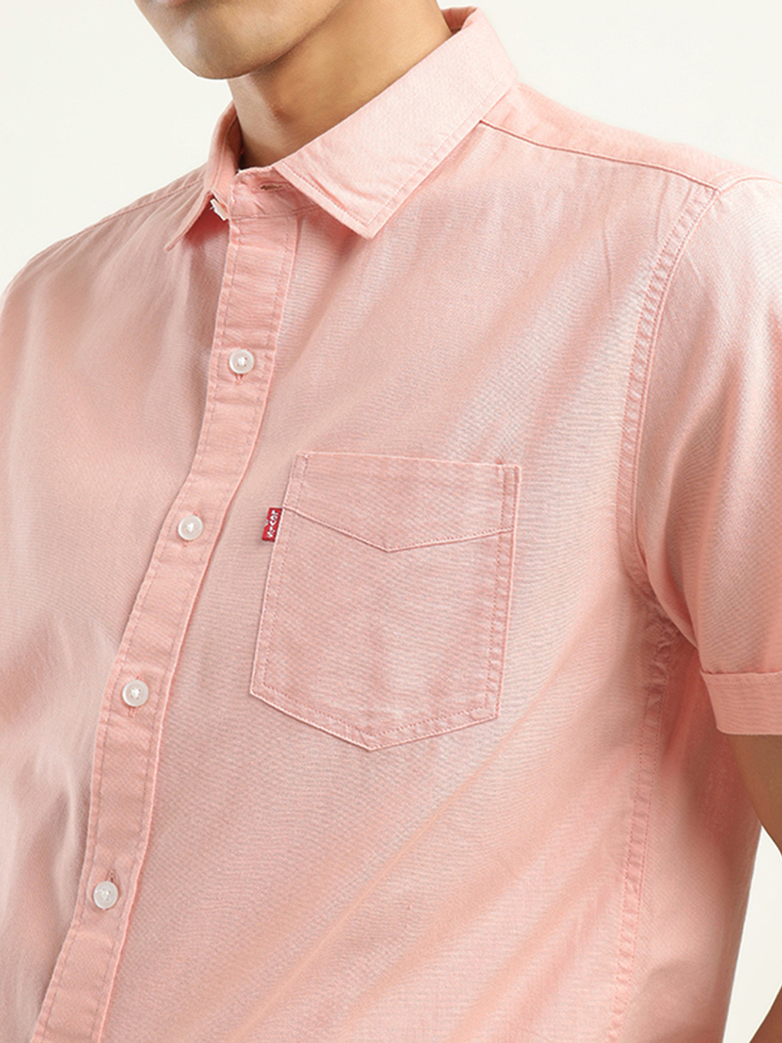 Image of LEVI'S Men Solid Casual Pink Shirt