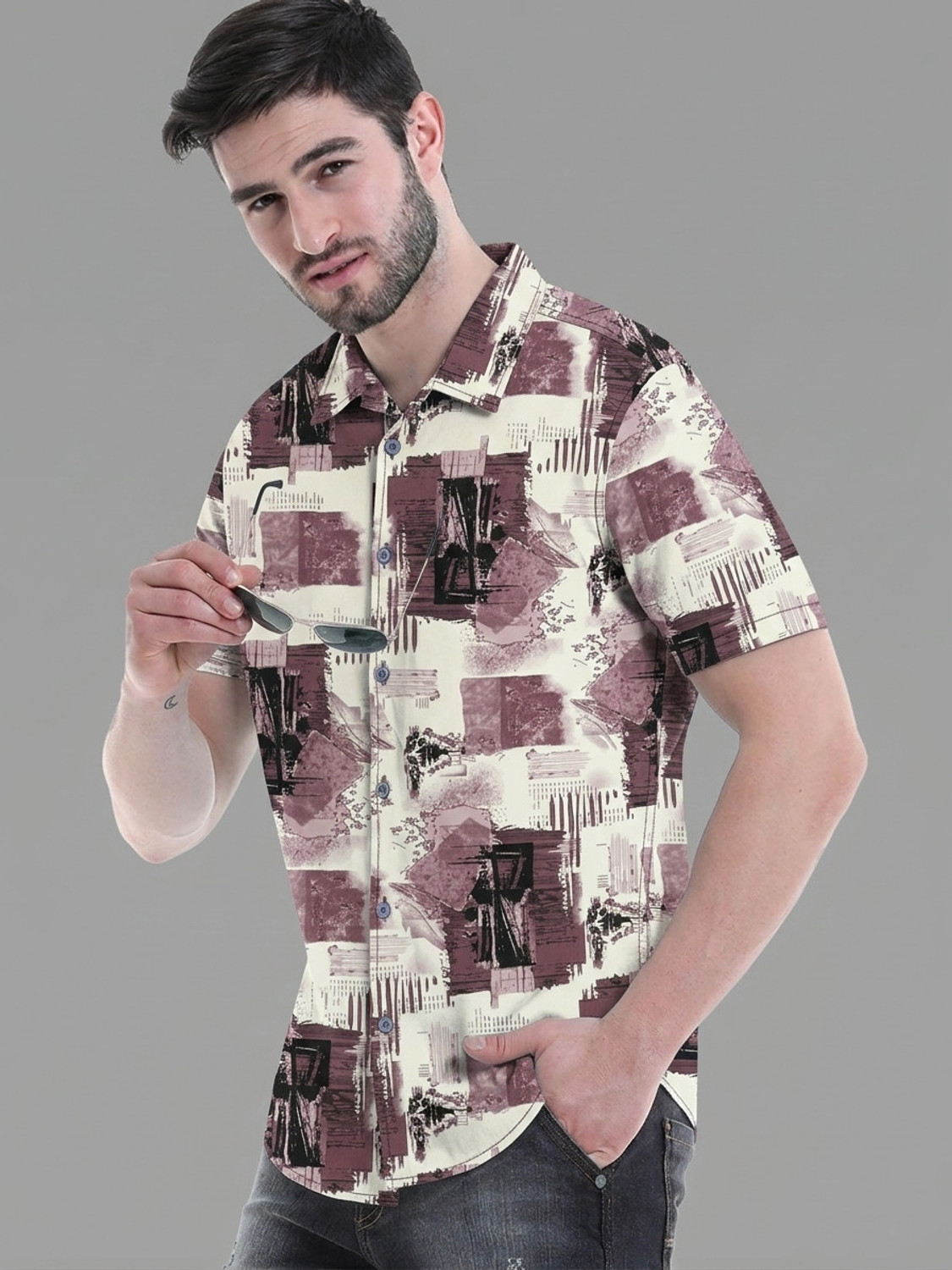 Image of SHIRTZONE Men Printed Casual Multicolor Shirt