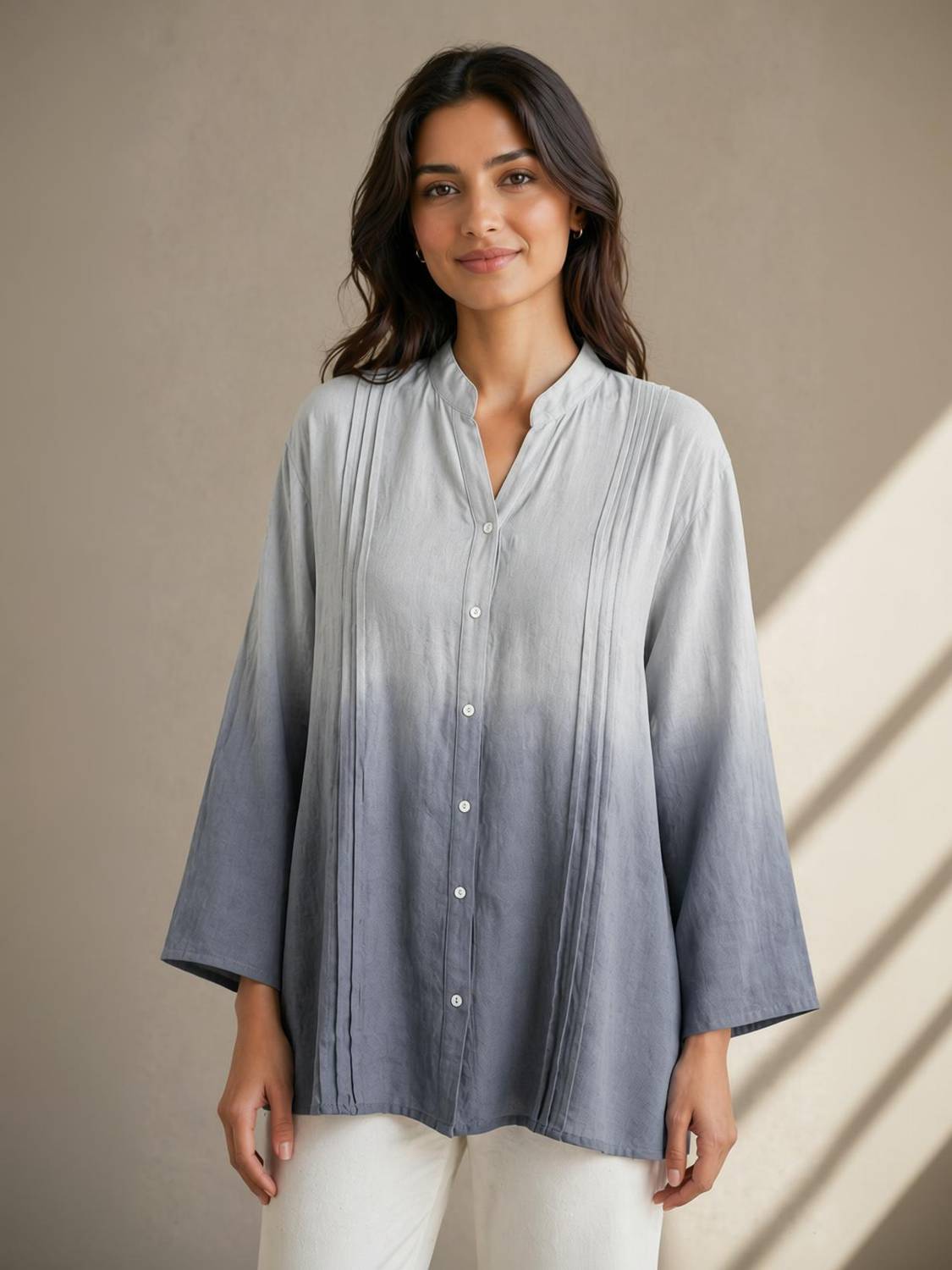 Aakarshak Women Dyed/Ombre Casual Grey Shirt