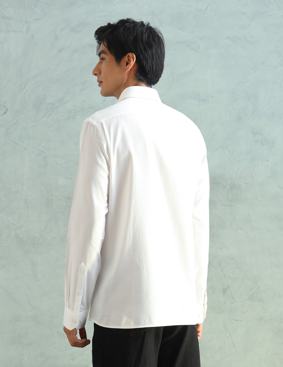 Image of ARROW Men Self Design Formal White Shirt