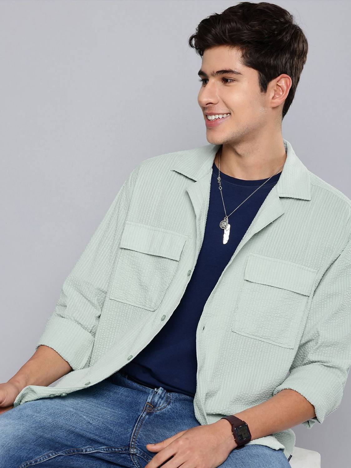 AEROPOSTALE Men Self Design Casual Green Shirt