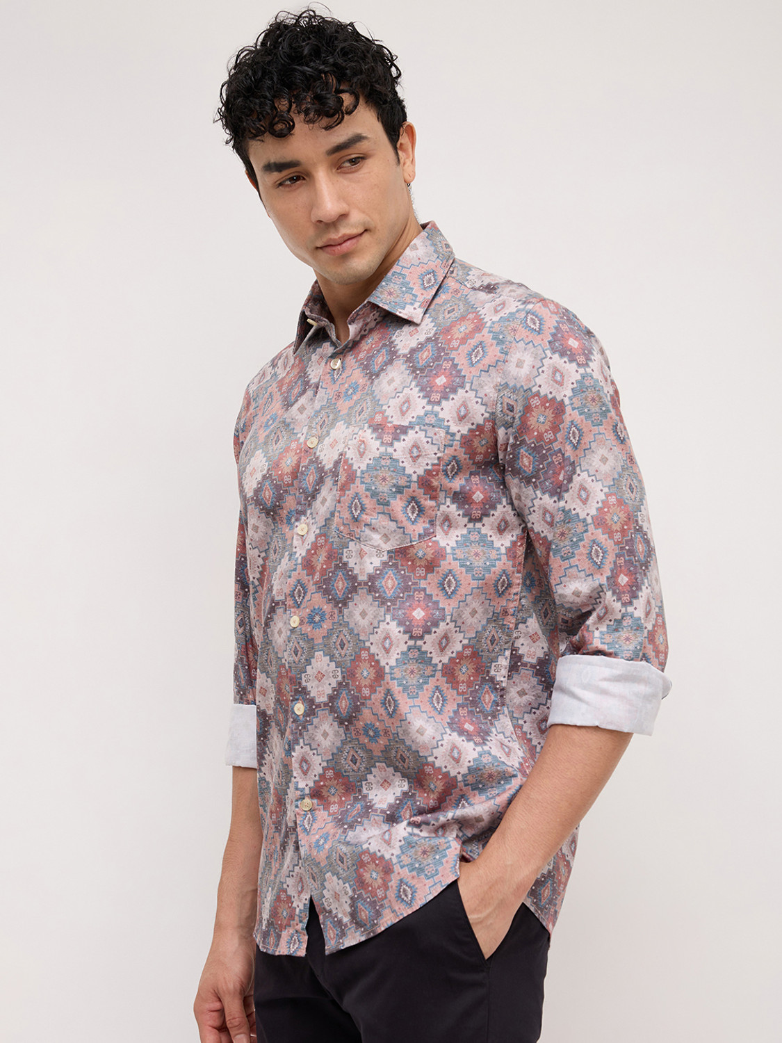 Image of PARX Men Printed Casual Red Shirt