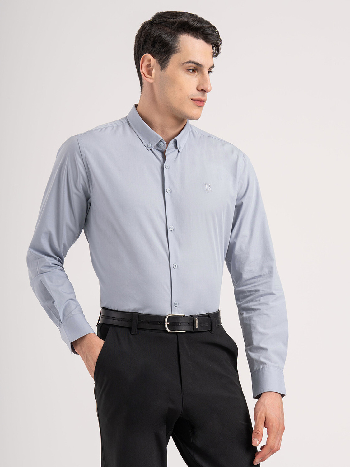 Image of RED TAPE Men Solid Casual Blue Shirt